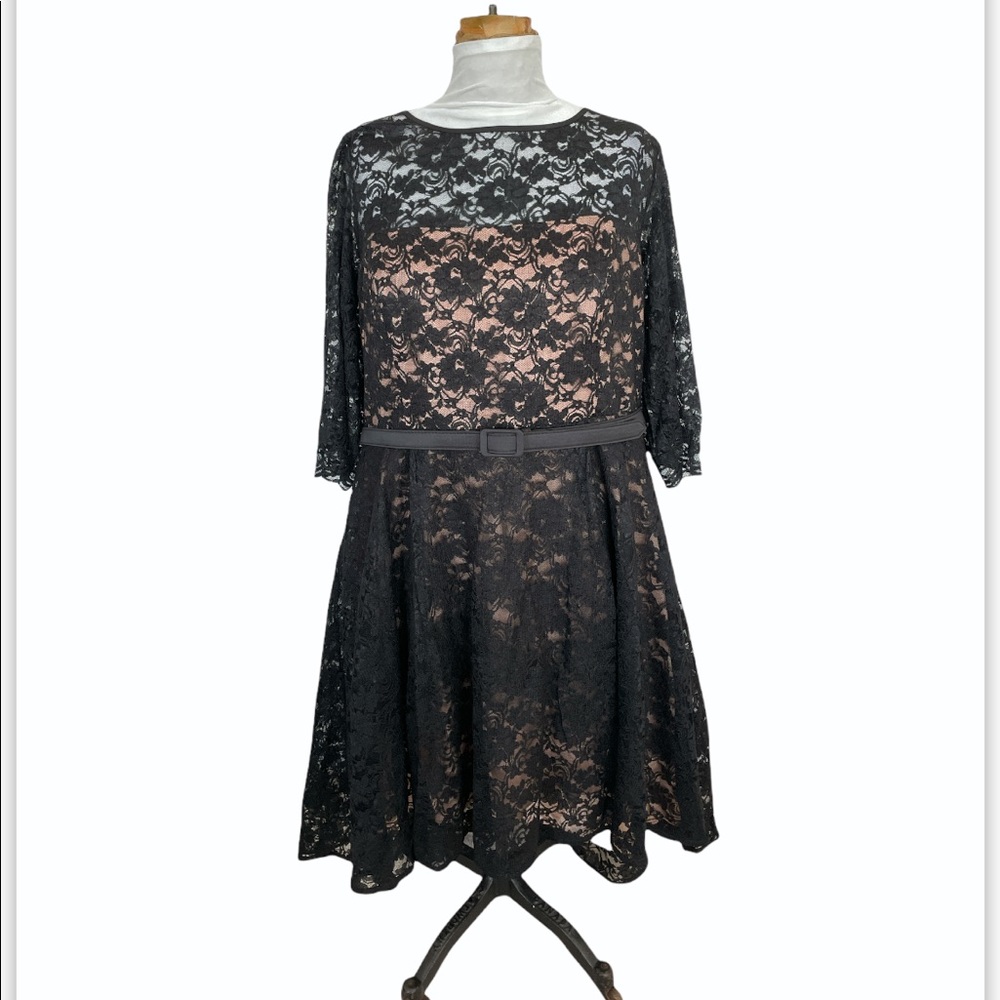 NWT CityChic Black & Tan lace dress